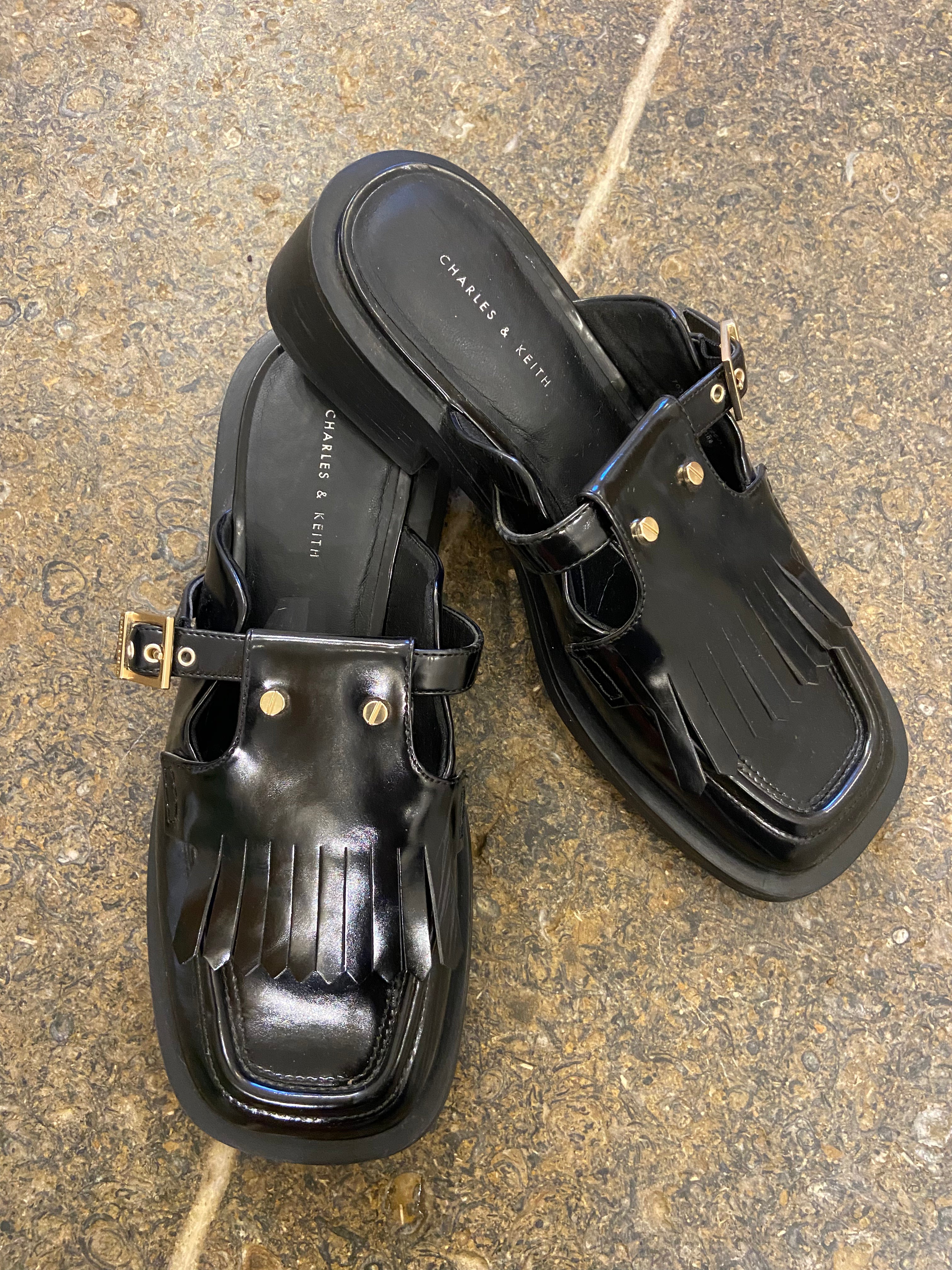 Charles and Keith Black Fringed Loafer Mules (6/39)