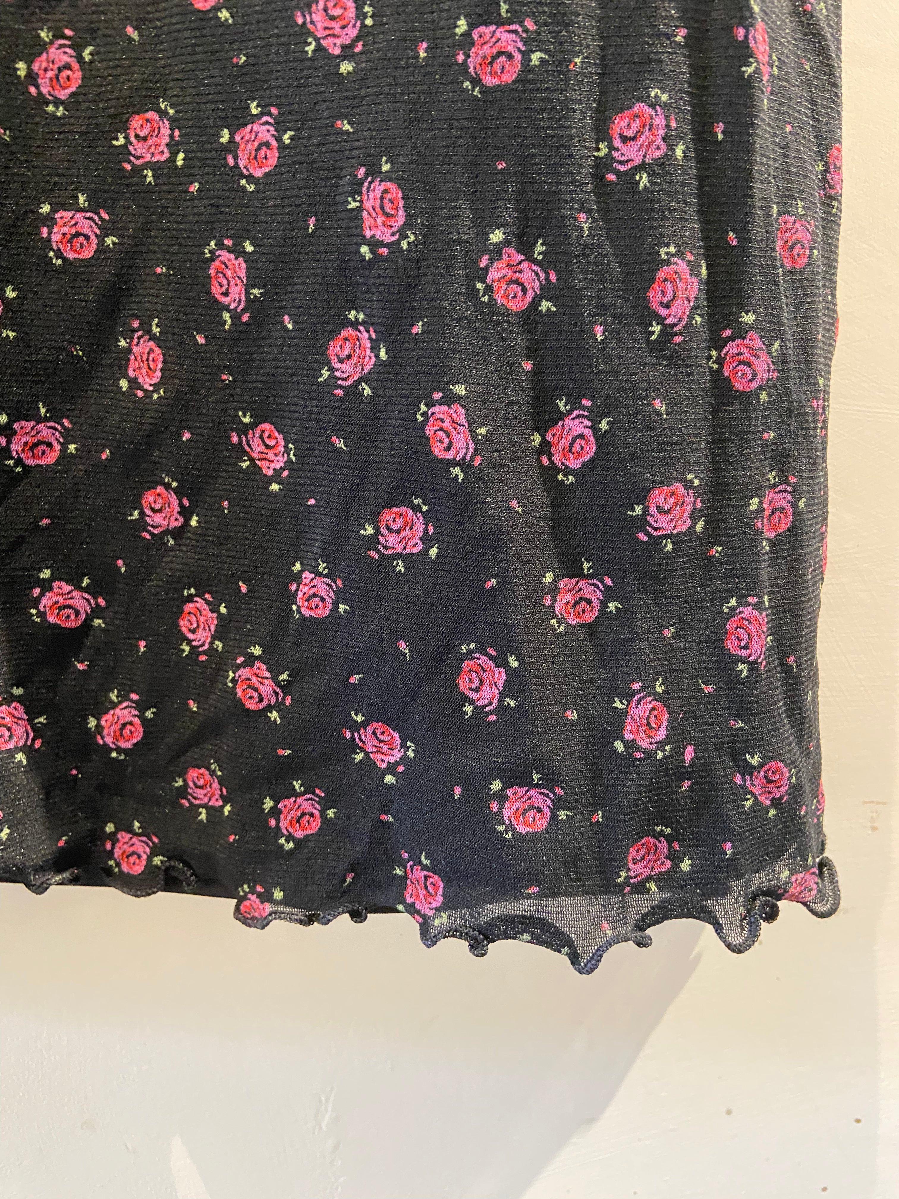 Etam Black Mesh Floral sweetheart mini dress, size 16-18