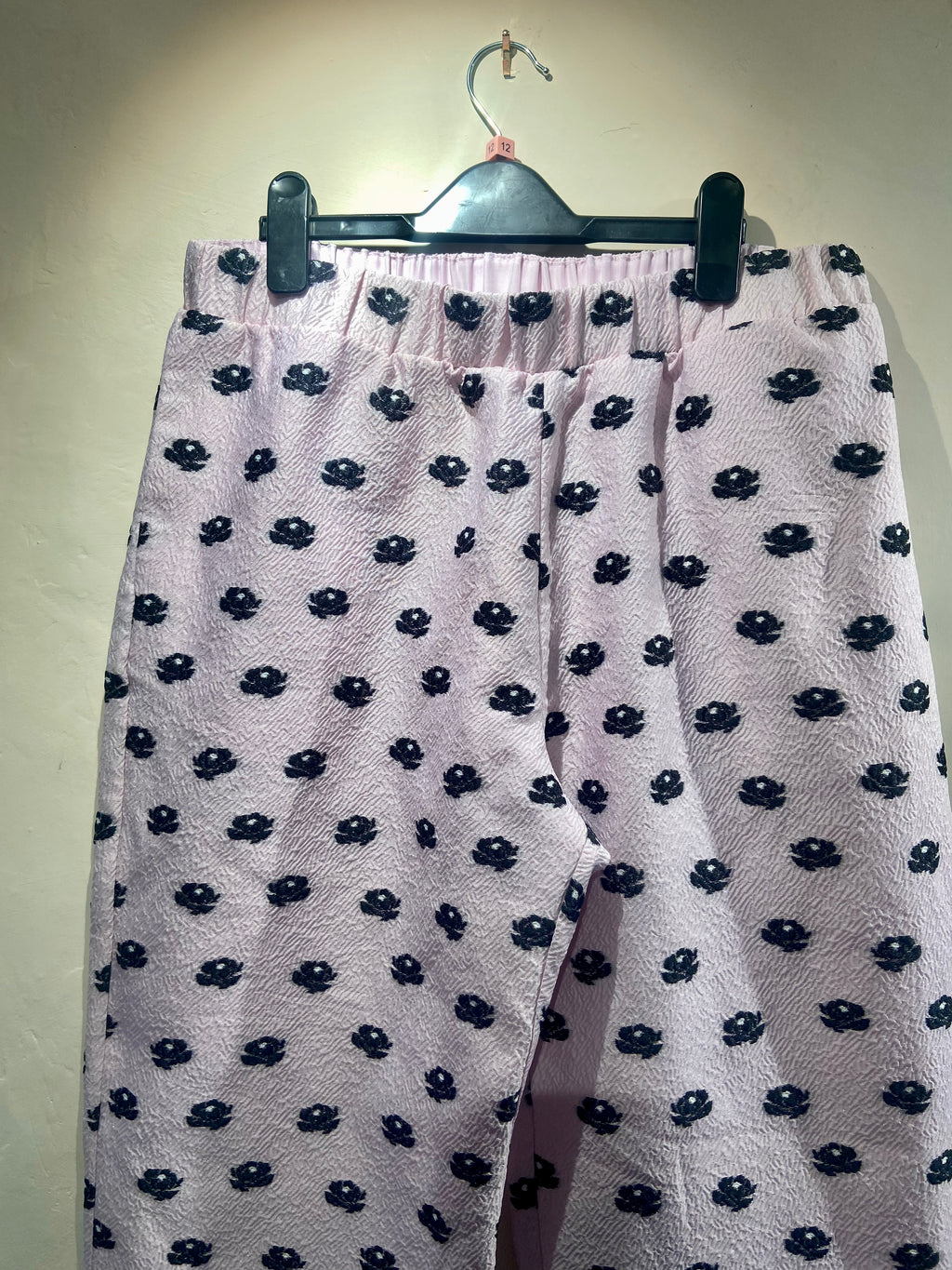 Stine Goya Pale Pink & Black floral print trousers (12-16)