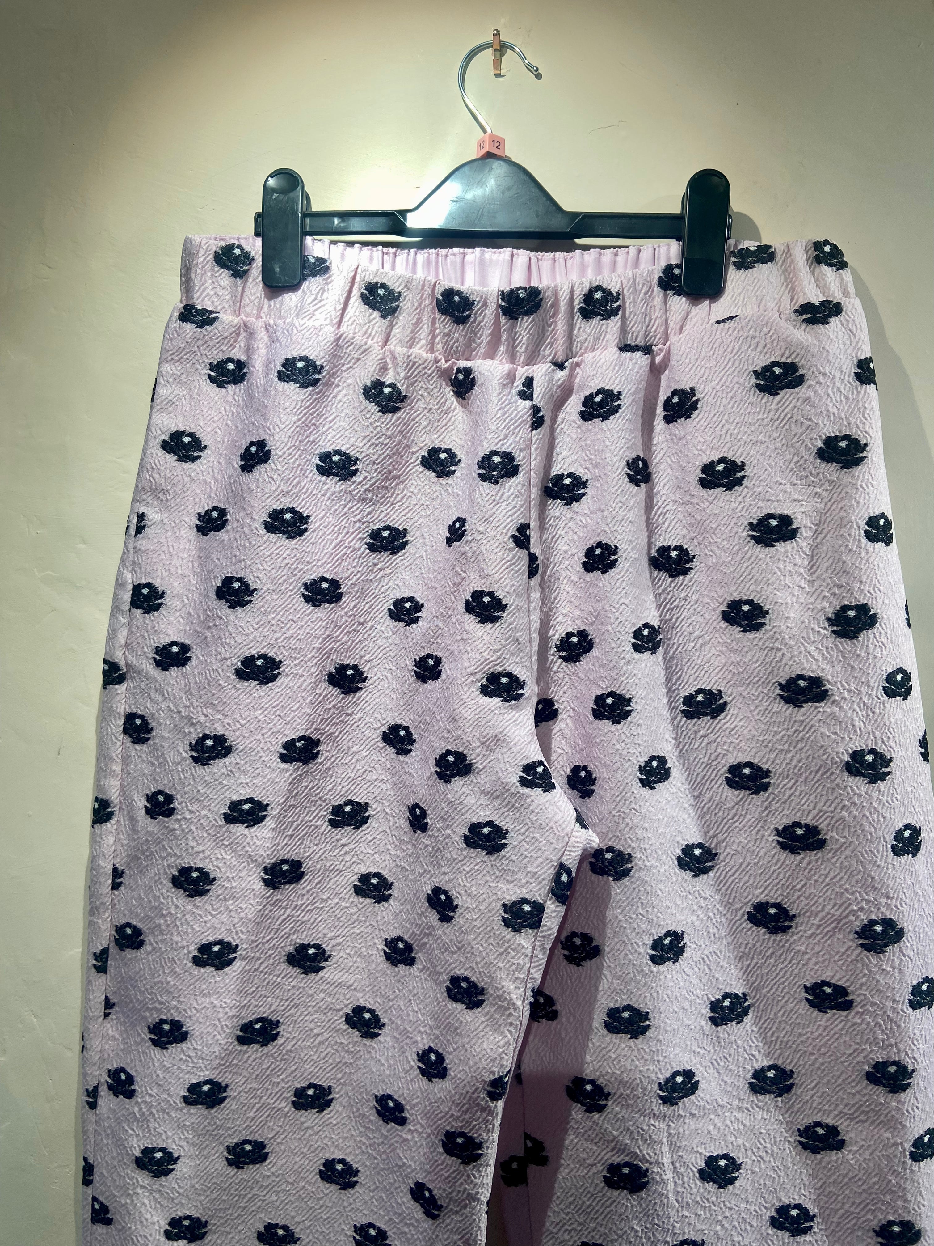 Stine Goya Pale Pink & Black floral print trousers (12-16)