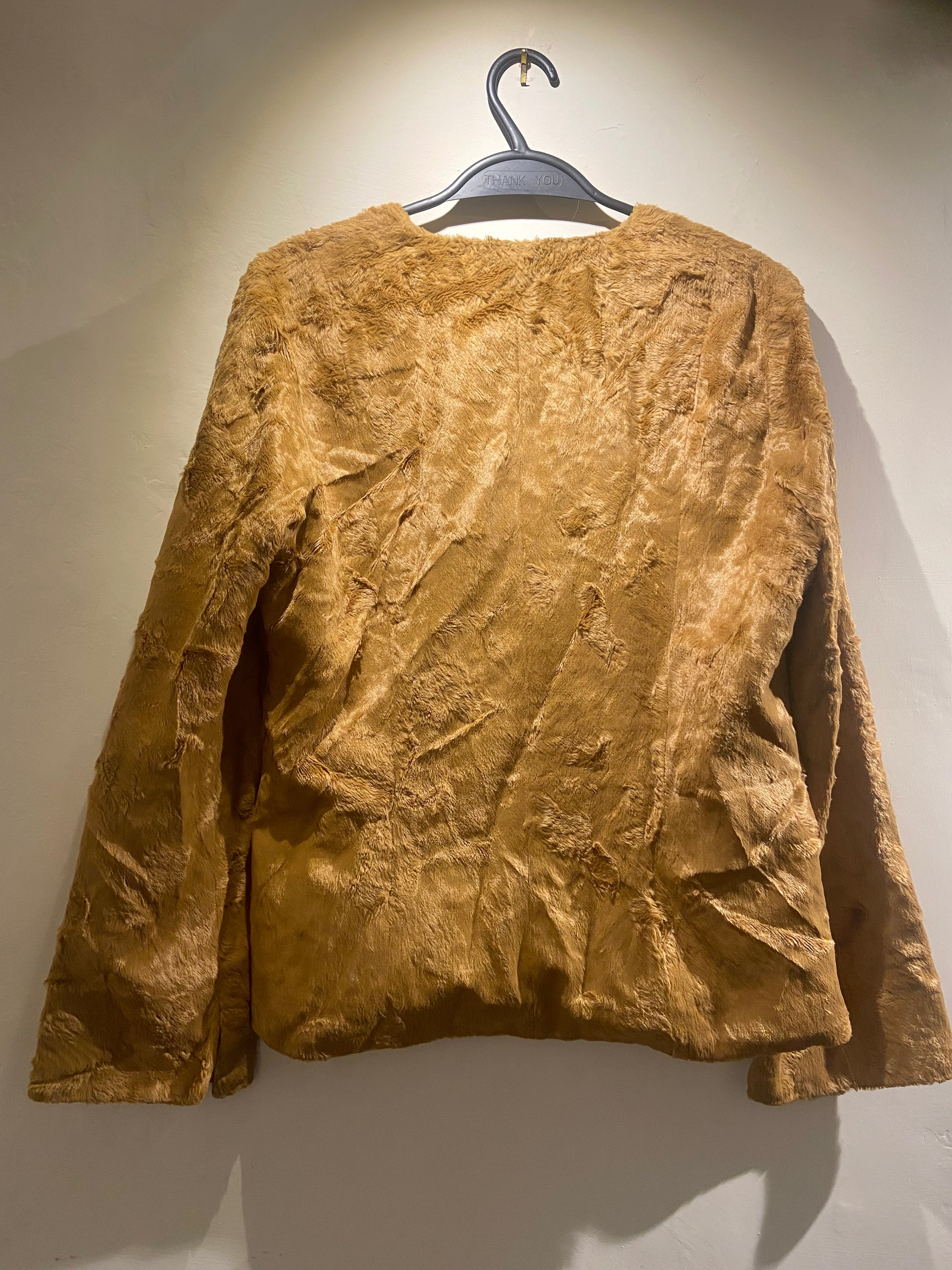 Hennes faux fur camel jacket with tie front (10-12)