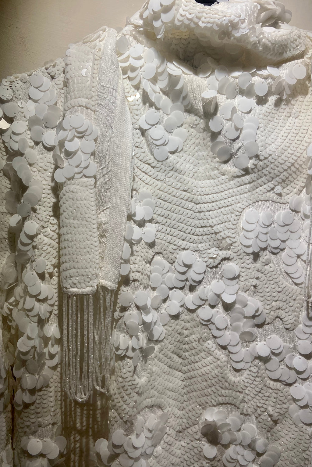 Viyella White embroidered and beaded evening jacket with scarf (10-12)