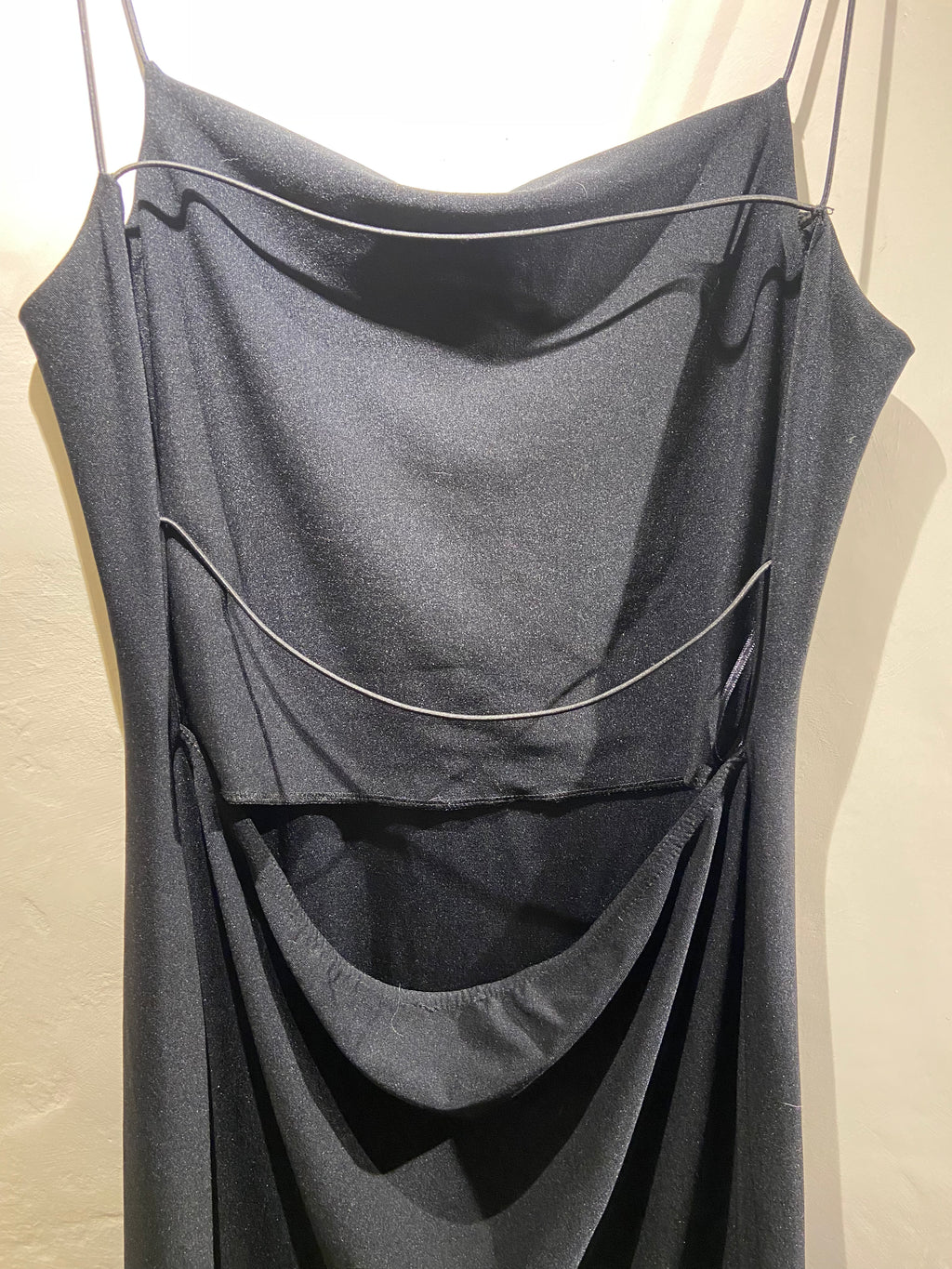 2000's Black Backless Dress with Hummingbird Embroidery (6-8)