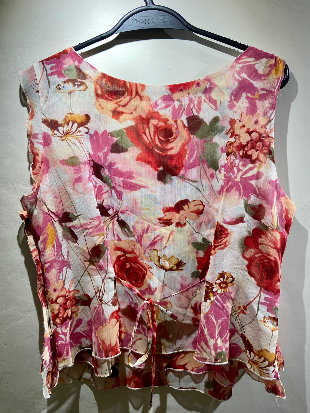 Coconuette Pink and Red Floral Appliqué camisole top (16-18)