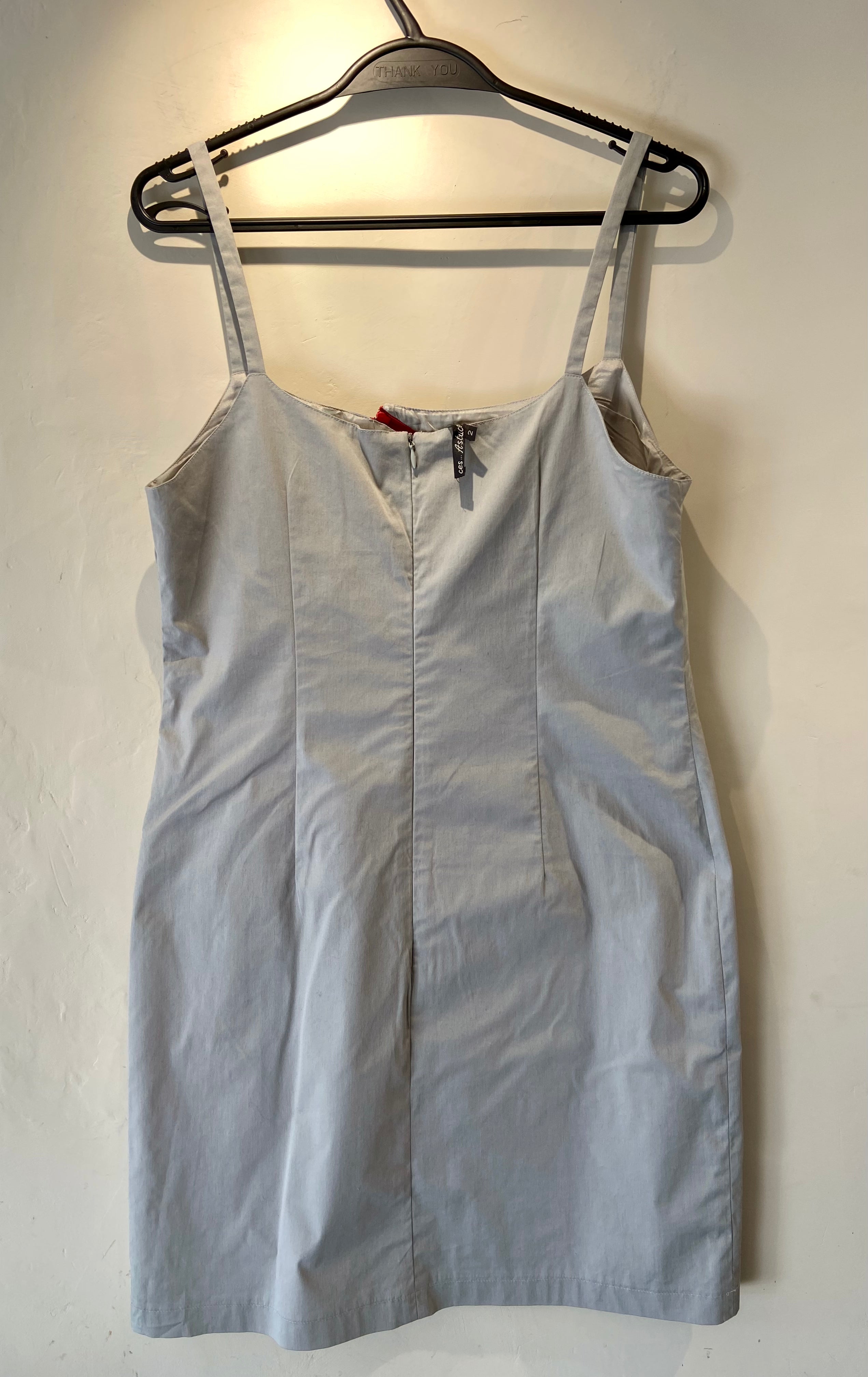 Astuces dove grey mini dress with red zip (10-12)