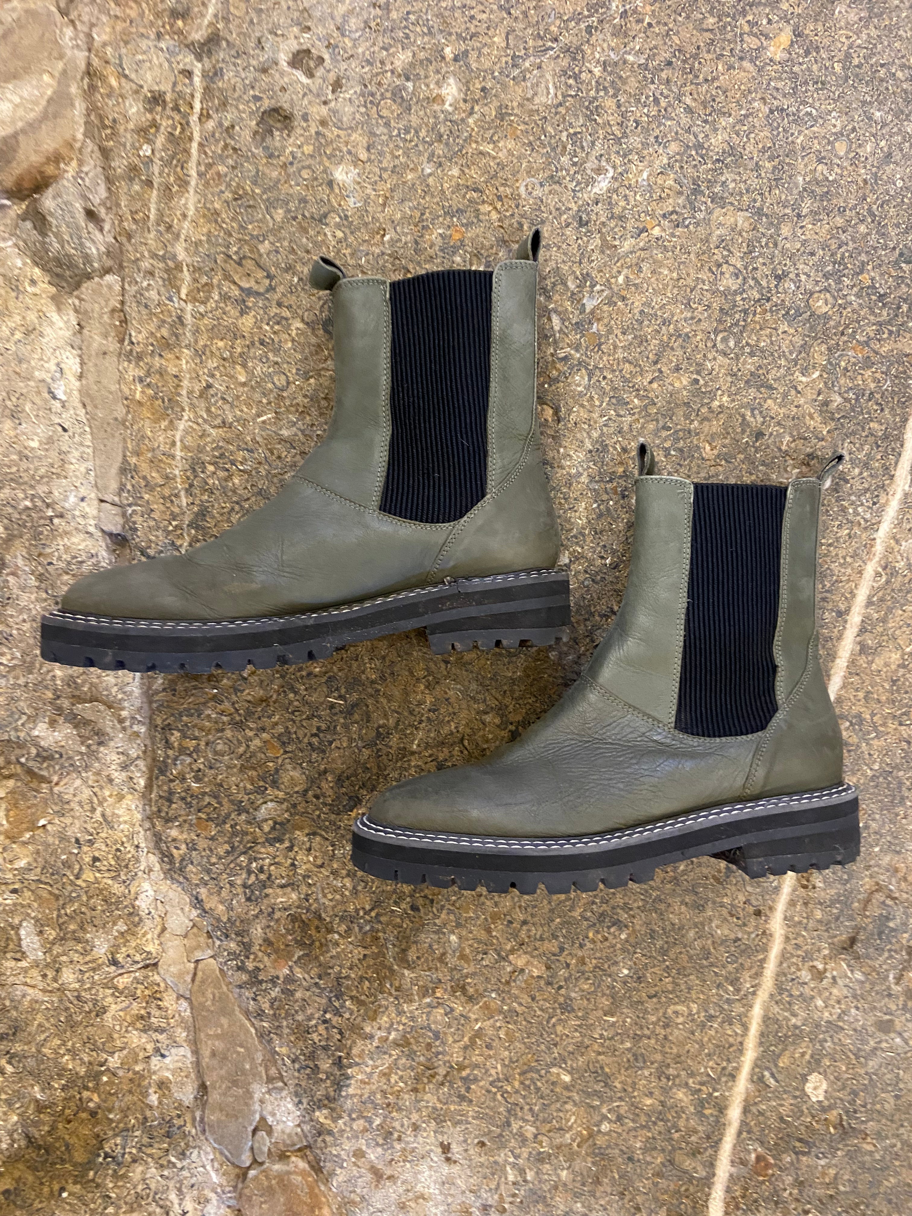 Warehouse Khaki Green Ankle Boots (6.5/39.5)
