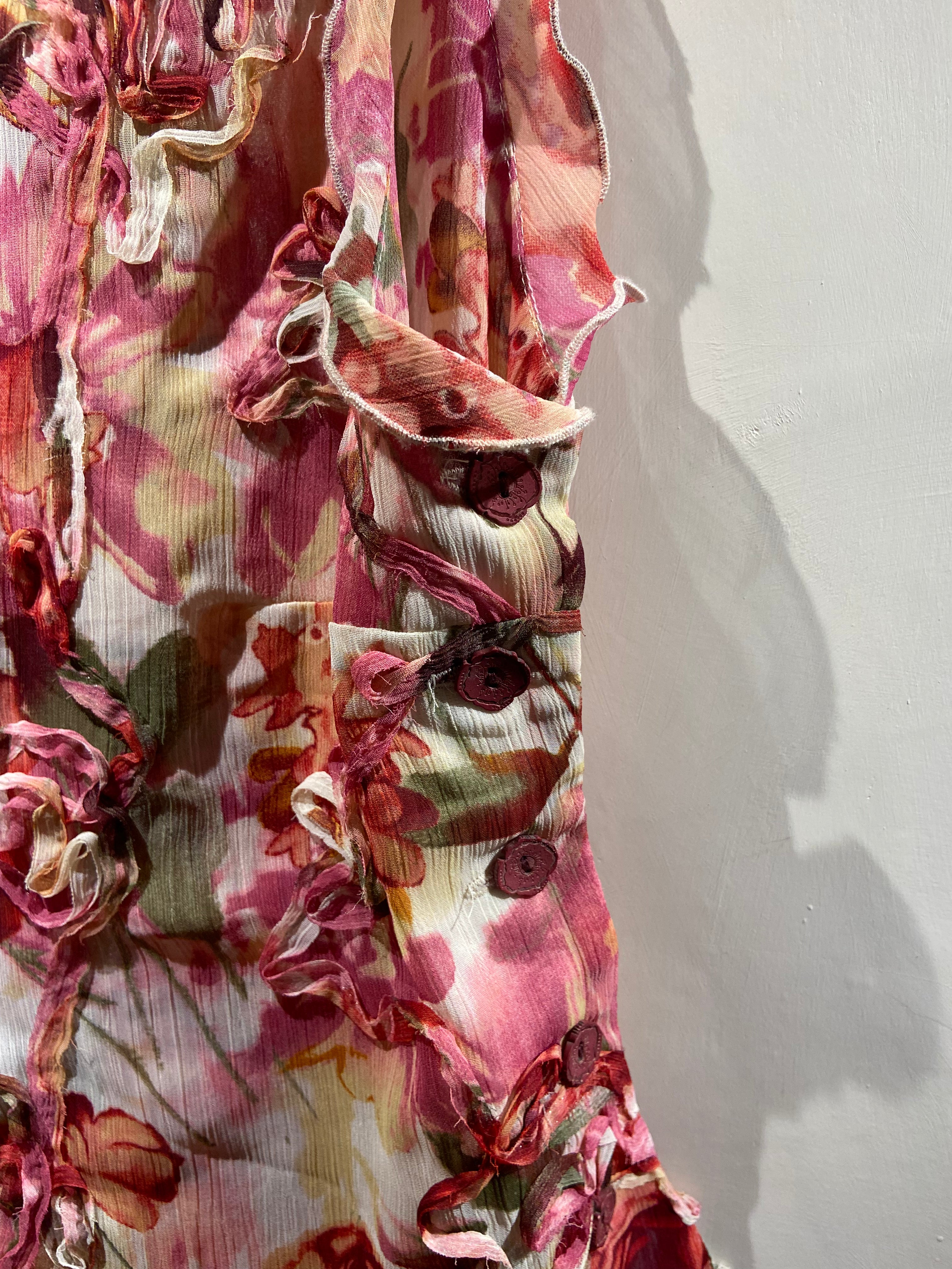 Coconuette Pink and Red Floral Appliqué camisole top (16-18)