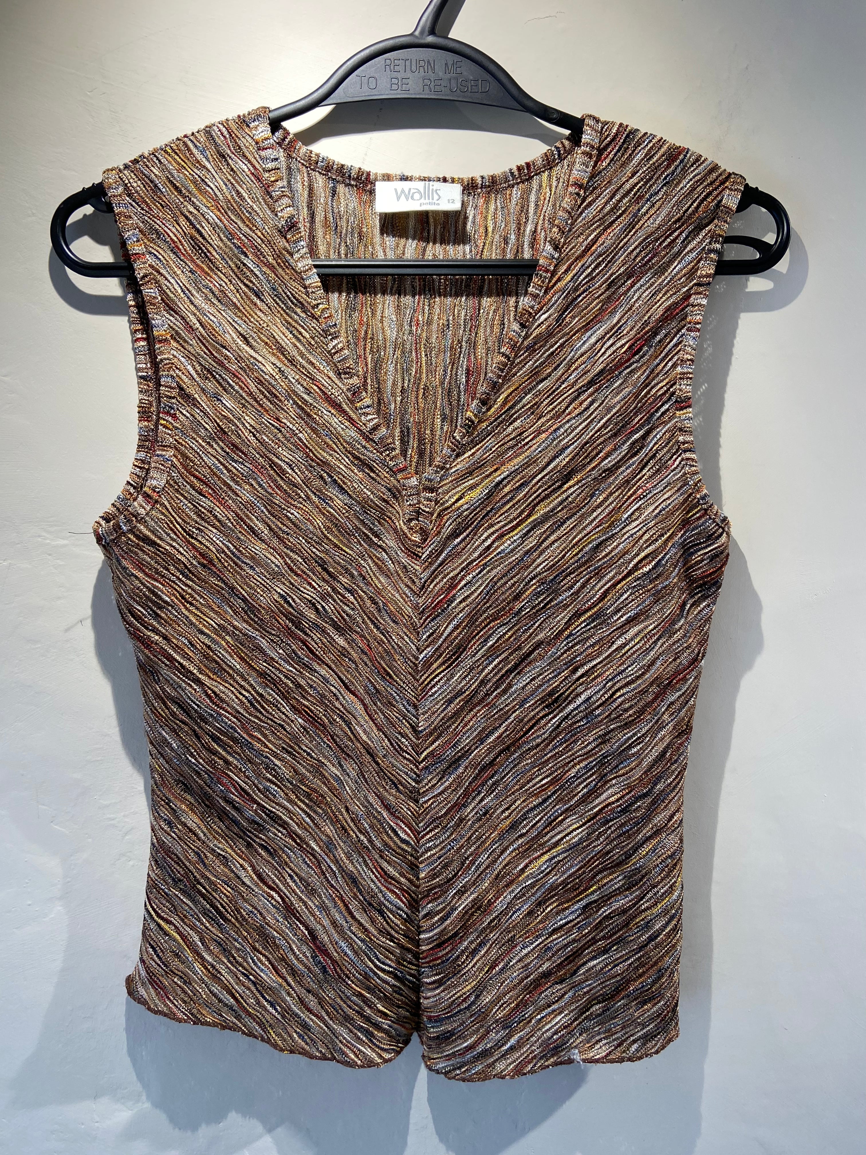 Wallis Y2K Multi-colour thread vest top, size 10 petite