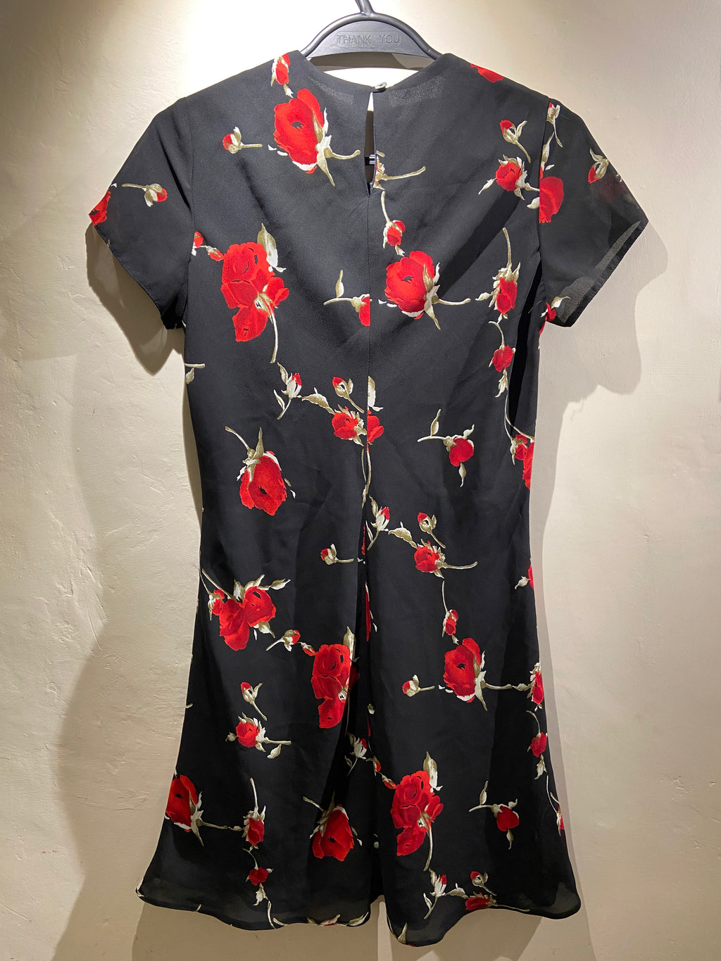 90's Bay Trading black and red floral mini dress (8)