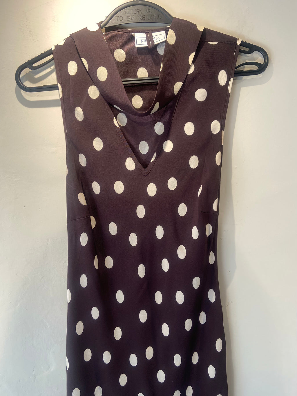 Principles Brown and Cream polka dot/spot midi dress (12-14)