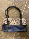 Black leather and Animal Print Handbag