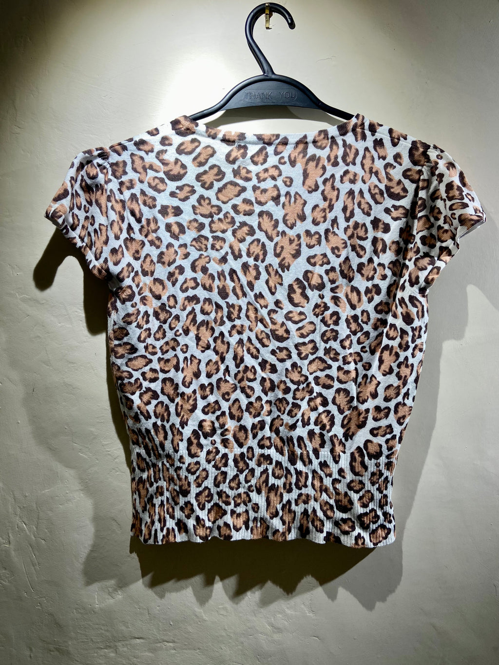 2000's Amaranto animal print knit short sleeved cardigan (8-10)